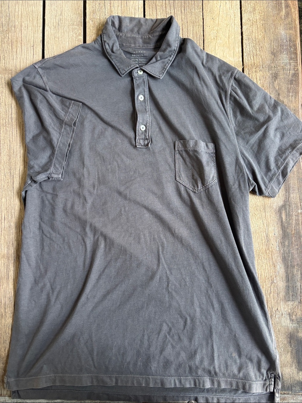 J. Crew Men’s Washed Black Short-Sleeve Polo with Chest Pocket
